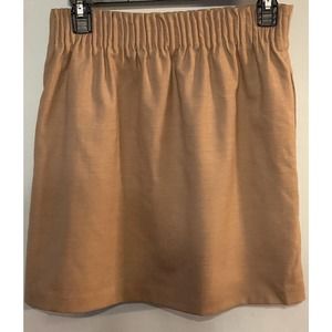 J. Crew Paperbag Skirt Tan Pockets Elastic Waist Wool Blend Sz. 2 Preppy Classic